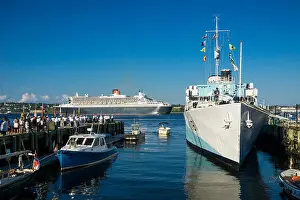 Underway Prints: Queen Mary II sails past HMCS SACKVILLE in Halifax Harbour, Nova Scotia, Canada