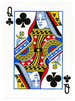 Card Game Prints: Queen of spades playing card, isolated on white background