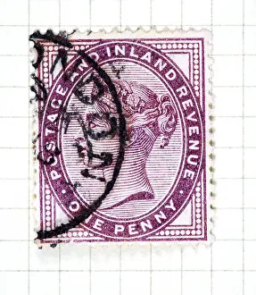 Extract Prints: A Queen Victoria one penny lilac used stamp of 1881 issue