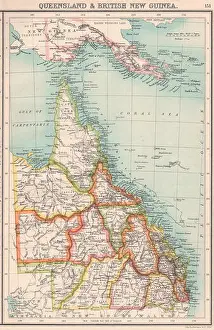 Queensland Prints: QUEENSLAND & BRITISH NEW GUINEA:Counties.Papua.Australia.BARTHOLOMEW, 1901 map