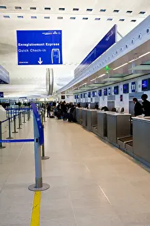 Quick Prints: Quick-check-in-desk of Air France and KLM in the departure hall Terminal 2