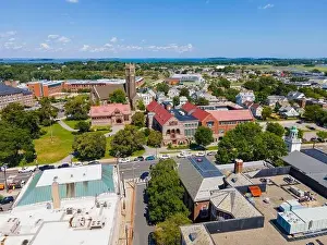 American United Prints: Quincy historic city center aerial view including Bethany Congregational Church