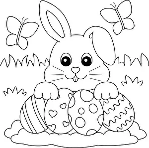 Easter Egg Prints: Rabbit Collecting Easter Egg Coloring Page