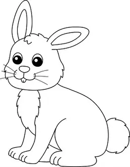 Rabbit Coloring Page Isolated for Kids