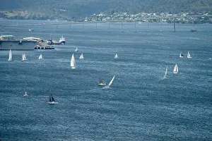 racing yachts on the river derwent in hobart tasmania