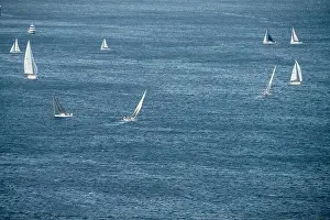 Tasmania Prints: racing yachts on the river derwent in hobart tasmania