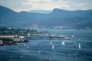 racing yachts on the river derwent in hobart tasmania