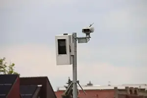 Zuidplaspolder Prints: Radar photo camera on N207 road at Waddinxveen in Netherlands