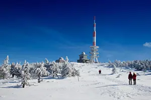 Tower Building Prints: Radio transmission tower and snow-covered trees on Mt Brocken