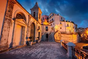 Ragusa, Sicily, Italy. Cityscape image of historical town Ragusa, Sicily with the St. Mary of the Stair church (Santa Maria delle Scale) at sunset