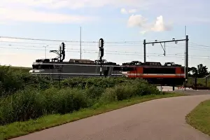 Delay Prints: Rail Force One Alsthom 1600/1800 1829 and NS 1830 locomotives on track at Moordrecht in the Netherlands