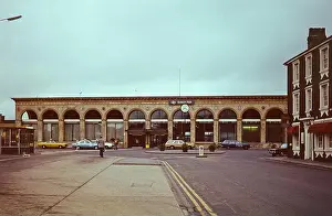 Cars Prints: railway station, June 25, 1981, Cambridge, Cambridgeshire, England, Great Britain