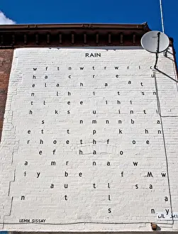 Poems Prints: Rain ( one of - Poems as Landmarks) by Lemn Sissay on wall of building