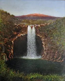 Oil Painting Prints: Rainbow Fall, oil painting by Joseph Nawahi