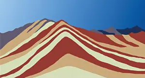 Sierra Prints: Rainbow mountains or Vinicunca Montana de Siete Colores isolated on blue sky background