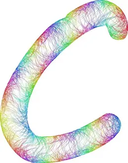 Floss Prints: Rainbow sketch font design - letter C