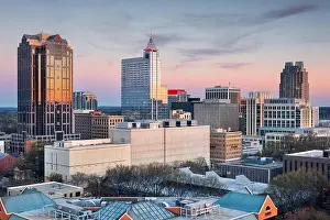 Raleigh, North Carolina, USA downtown city skyline at dusk