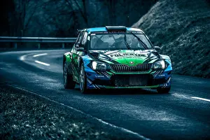 Distressed Prints: A rally car going through on of the stages in Lower Silesia Austria