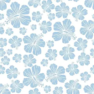 Dimensional Prints: Random hibiscus flower seamless repeat pattern background