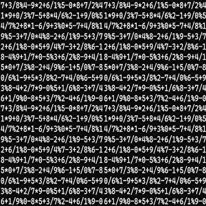 Marks Prints: Random typographic pattern composed of keyword numbers and math operators in black and white color scheme