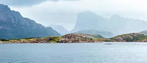 Norge Prints: Ranfjorden Fjord summer cloudy view from ferry (Norway)
