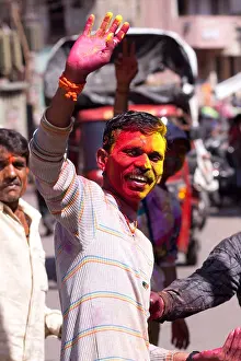 Throwing Prints: Rang Panchami, celebration of Holi with throwing of colors in Nasik, India