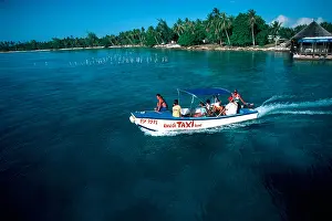 Polynesia Prints: Rangiroa taxi boat Rangiroa atoll French Polynesia Pacific ocean