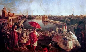 Ranjit Singh at Harmandir Sahib August Schoefft Vienna 1850 Princess Bamba Collection Lahore Fort