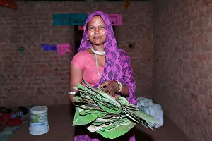 Udaipur Prints: RATHAWA TRIBE, RATHAWA Tribal Woman with Tendu Leaves