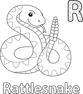 Viper Prints: Rattlesnake Alphabet ABC Isolated Coloring Page R