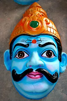 Gujarat Prints: Ravana face mask for Dasera festival celebration Rajkot Gujarat India Indian mask