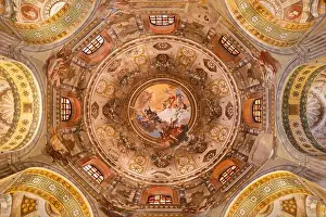 Angels Prints: RAVENNA, ITALY - JANUARY 28, 2020: The baroque cupola of church Basilica di San Vitale by S