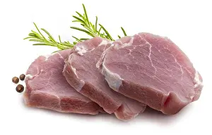 Silhouetted Prints: Raw pork tenderloin (sirloin) steaks (chunks)