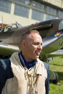 Airforce Prints: Re-enactor dressed in a world war two period Royal Air Force military uniform