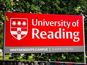 Higher Education Prints: Reading University Sign, Whiteknights Campus, Reading, Berkshire, England, UK, GB