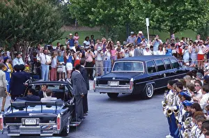 Cadillac Prints: The Reagan motorcade in Miami in July 1985 Photograph by Dennis Brack BB79