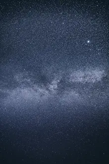 Infinity Prints: Real Blue Night Sky Stars With Milky Way Galaxy. Natural Starry Sky Background