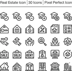 Rent Prints: real estate line icon, editable stroke, pixel perfect icon