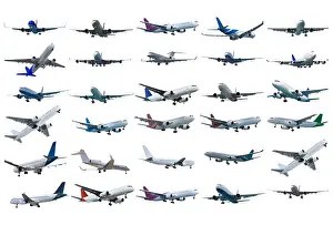 Real jet planes set. Isolated on white background
