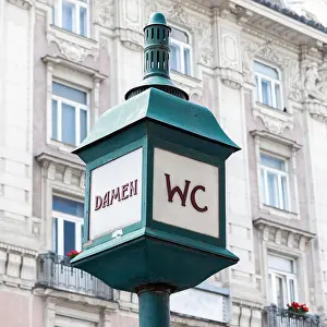 Aged Prints: Real street picture of vintage women toilet sign in Vienna, Austria