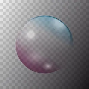 Dreamy Prints: Realistic 3d soap bubble with rainbow reflection. Vector illustration. Transparent