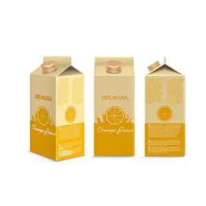 Trolley Prints: Realistic orange juice box in different projections isolated. Vector illustration