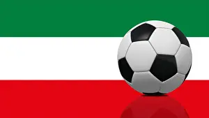Soccer Ball Prints: Realistic soccer ball on Iran flag background