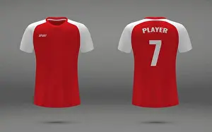 White Collar Prints: Realistic soccer jersey, t-shirt of Arsenal London, uniform template for football