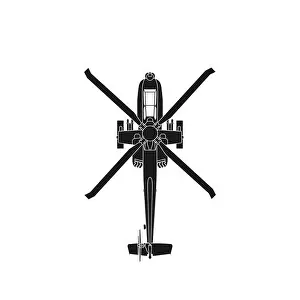 White Vector Vectors Prints: Realistic vector icon military attack helicopter military air forces of the United States