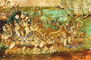 Khmer Prints: Reamker (the Khmer version of the Ramayana epic poem) fresco in the Royal Palace cloisters