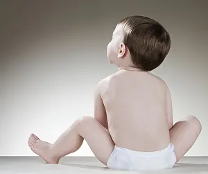 Diaper Prints: Rear view of a baby boy