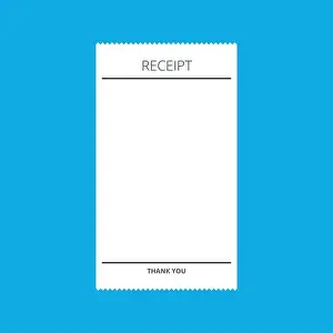 Receipt Prints: Receipt paper template on blue background. Isolated Vector Illustration