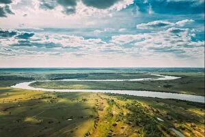 Aerial Landscape Collection: Rechytsa, Gomel Region, Belarus. Aerial View Of Dnieper River