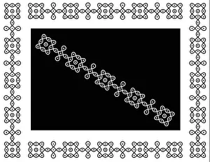 Filigree Prints: Rectangle border design concept of indian traditonal and cultural Rangoli or peacock floral art isolated on black